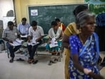 Tamil Nadu Lok Sabha election highlights: Officials at a polling station during the first phase of voting for national elections in Chennai, Tamil Nadu. (Dhiraj Singh/Bloomberg)
