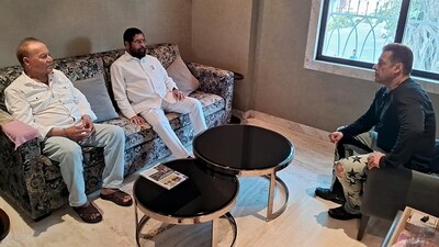 Maharashtra chief minister Eknath Shinde met Bollywood actor Salman Khan and his father Salim Khan. (ANI file photo) Maharashtra chief minister Eknath Shinde met Bollywood actor Salman Khan and his father Salim Khan. (ANI file photo)