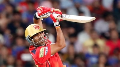 Punjab Kings' Shashank Singh plays a shot during their match against Mumbai Indians (IPL) Punjab Kings' Shashank Singh plays a shot during their match against Mumbai Indians (IPL)