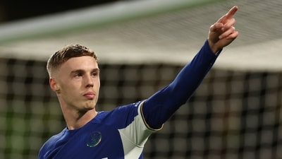 Chelsea's Cole Palmer celebrates after scoring his side's fifth goal during the English Premier League soccer match between Chelsea and Everton (AP) Chelsea's Cole Palmer celebrates after scoring his side's fifth goal during the English Premier League soccer match between Chelsea and Everton (AP)