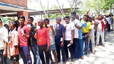 At a polling booth in Gaya on Friday. (HT photo) At a polling booth in Gaya on Friday. (HT photo)