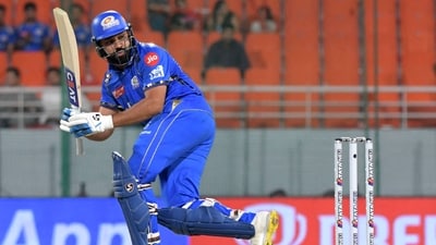 Mumbai Indians' Rohit Sharma watches the ball after playing a shot. (AFP) Mumbai Indians' Rohit Sharma watches the ball after playing a shot. (AFP)