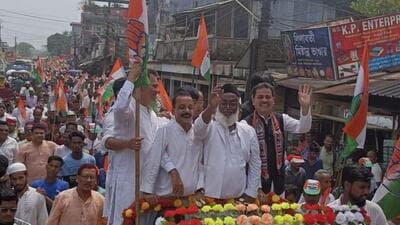 Congress Lok Sabha candidate Hafiz Rashid Ahmed Choudhury during a campaign rally in Karimganj, Assam. (Sourced image.) Congress Lok Sabha candidate Hafiz Rashid Ahmed Choudhury during a campaign rally in Karimganj, Assam. (Sourced image.)