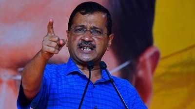 Delhi chief minister Arvind Kejriwal speaks during a public rally in Guwahati on April 2, 2023. (AFP) Delhi chief minister Arvind Kejriwal speaks during a public rally in Guwahati on April 2, 2023. (AFP)