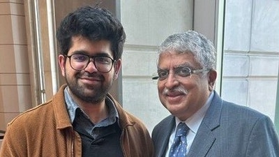 When Perplexity AI co-founder Aravind Srinivas met Infosys co-founder Nandan Nilekani. (Image credit: @AravSrinivas) When Perplexity AI co-founder Aravind Srinivas met Infosys co-founder Nandan Nilekani. (Image credit: @AravSrinivas)
