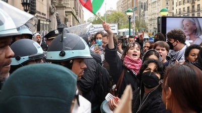 At least 108 anti-Israel protesters were hauled away, arrested from Columbia University (REUTERS/Caitlin Ochs) (REUTERS)