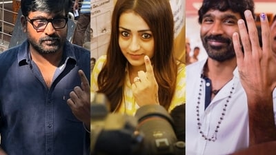 Kollywood celebs were spotted on Friday in Chennai, casting their vote for the Lok Sabha elections. (X) Kollywood celebs were spotted on Friday in Chennai, casting their vote for the Lok Sabha elections. (X)