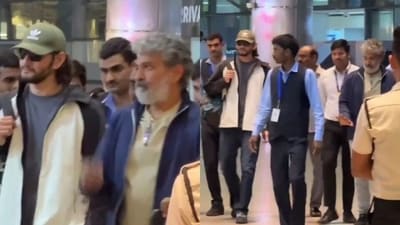 Mahesh Babu and SS Rajamouli were spotted at Hyderabad airport on Friday. Mahesh Babu and SS Rajamouli were spotted at Hyderabad airport on Friday.