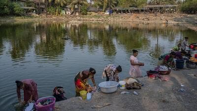 Owing to the water crisis, many families are forced to use impure water from village ponds and lakes for their daily needs (Hindustan Times) Owing to the water crisis, many families are forced to use impure water from village ponds and lakes for their daily needs (Hindustan Times)
