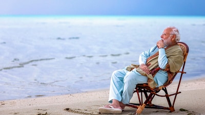Prime Minister Narendra Modi during his visit to Bangaram in Lakshadweep. (PTI) Prime Minister Narendra Modi during his visit to Bangaram in Lakshadweep. (PTI)