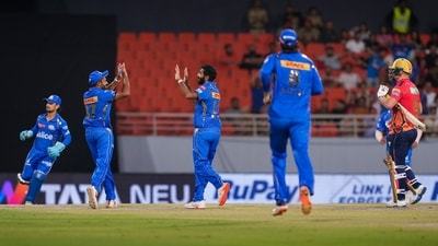 Mumbai Indians bowler Jasprit Bumrah celebrates a wicket. (PTI) Mumbai Indians bowler Jasprit Bumrah celebrates a wicket. (PTI)