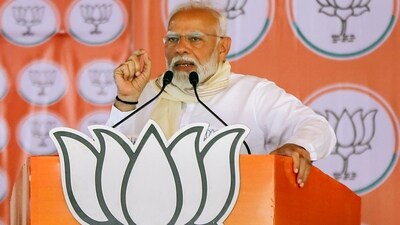 Prime Minister Narendra Modi addresses a public meeting organised for BJP's campaign for the Lok Sabha elections, in Amroha. (PTI) Prime Minister Narendra Modi addresses a public meeting organised for BJP's campaign for the Lok Sabha elections, in Amroha. (PTI)