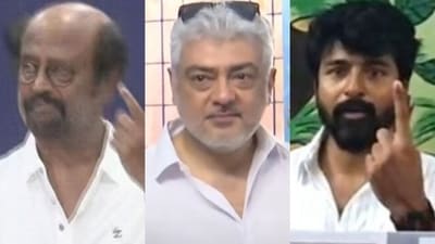 Rajinikanth, Ajith Kumar and Sivakarthikeyan cast their vote in Chennai. Rajinikanth, Ajith Kumar and Sivakarthikeyan cast their vote in Chennai.
