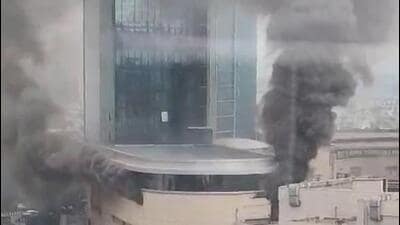 The fire started in a dysfunctional restaurant on the third floor at around 3:30 pm. (HT PHOTO)