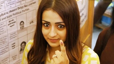 Trisha looked bright as sunshine in yellow as she turned up to cast her vote and show her inked finger. (X/Cinema Vikatan) Trisha looked bright as sunshine in yellow as she turned up to cast her vote and show her inked finger. (X/Cinema Vikatan)