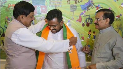 Vikram Ahake, the mayor of Chhindwara, joined the BJP on April 1. (PTI) Vikram Ahake, the mayor of Chhindwara, joined the BJP on April 1. (PTI)
