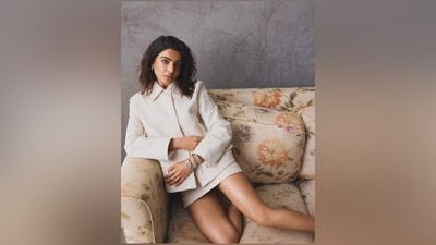 Samantha's outfit from the photoshoot is from Gucci's Creative Director Sabato De Sarno's understated Spring Summer 2024 collection. The look features a coordinated cream jacket and mini skirt. Samantha shared the pictures on Instagram with the caption, "Happy now." Meanwhile, her jewels are from Bulgari, and celebrity stylist Preetham Jukalker styled Samantha in the ensemble. (Instagram) Samantha's outfit from the photoshoot is from Gucci's Creative Director Sabato De Sarno's understated Spring Summer 2024 collection. The look features a coordinated cream jacket and mini skirt. Samantha shared the pictures on Instagram with the caption, "Happy now." Meanwhile, her jewels are from Bulgari, and celebrity stylist Preetham Jukalker styled Samantha in the ensemble. (Instagram)