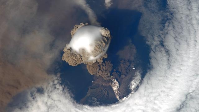 ISS astronauts captured a view of the Sarychev volcano in Japan, as they floated above it in 2009. Over the years, images from ISS have helped track the onset and impact of natural disasters, weather systems, and the climate crisis. (NASA) ISS astronauts captured a view of the Sarychev volcano in Japan, as they floated above it in 2009. Over the years, images from ISS have helped track the onset and impact of natural disasters, weather systems, and the climate crisis. (NASA)