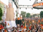 A gathering seen at the roadshow by Union home minister Amit Shah ahead of Lok Sabha Polls, in Gandhinagar. (Amit Shah's X account)