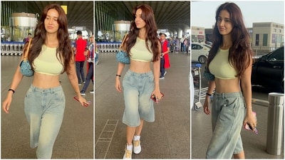 Stepping into the airport, Disha Patani effortlessly redefines summer fashion with her latest ensemble. (HT photo/VarinderChawla) Stepping into the airport, Disha Patani effortlessly redefines summer fashion with her latest ensemble. (HT photo/VarinderChawla)