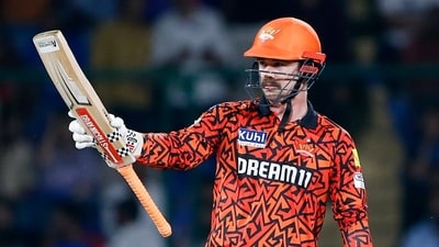 Sunrisers Hyderabad's Travis Head celebrates his half-century during the match against Delhi Capitals (ANI  )