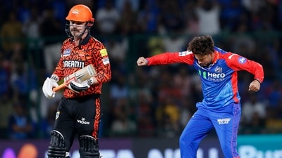 Delhi Capitals' Kuldeep Yadav played a massive role in stopping Sunrisers Hyderabad break their own record of the highest IPL total. Kuldeep claimed four wickets to restrict Hyderabad a bit. (ANI ) Delhi Capitals' Kuldeep Yadav played a massive role in stopping Sunrisers Hyderabad break their own record of the highest IPL total. Kuldeep claimed four wickets to restrict Hyderabad a bit. (ANI )