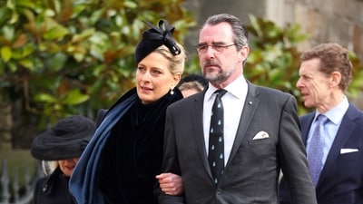 Princess Tatiana of Greece and Denmark and Prince Nikolaos of Greece arrives to attend a thanksgiving service for the life of King Constantine of the Hellenes, at St George's Chapel at Windsor Castle on February 27, 2024. (Photo by Chris Jackson / POOL / AFP) (AFP) Princess Tatiana of Greece and Denmark and Prince Nikolaos of Greece arrives to attend a thanksgiving service for the life of King Constantine of the Hellenes, at St George's Chapel at Windsor Castle on February 27, 2024. (Photo by Chris Jackson / POOL / AFP) (AFP)