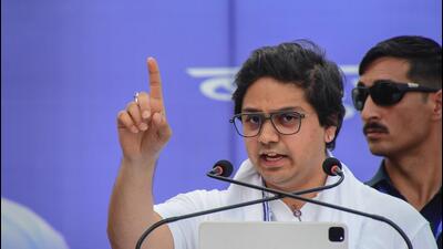 BSP national coordinator Akash Anand addresses a public meeting ahead of the Lok Sabha elections in Agra on April 11. (PTI) BSP national coordinator Akash Anand addresses a public meeting ahead of the Lok Sabha elections in Agra on April 11. (PTI)
