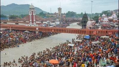 Devotees gather at 'Har Ki Paudi' to take a holy dip in the Ganges River in Haridwar. (PTI File Photo) Devotees gather at 'Har Ki Paudi' to take a holy dip in the Ganges River in Haridwar. (PTI File Photo)