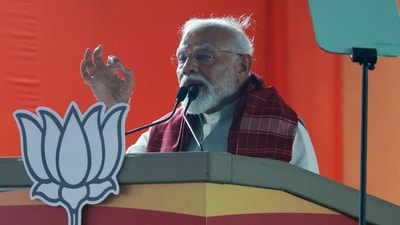 PM Narendra Modi delivers a speech as he attends the election campaign rally at Bengaluru, Karnataka. (REUTERS)