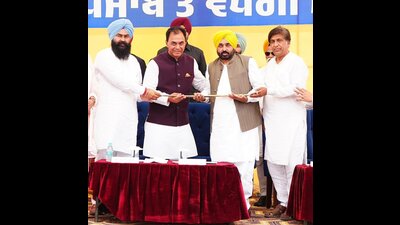 Mann, who was addressing an election rally in Bahowal in favour of the Aam Aadmi Party (AAP) candidate from Hoshiarpur, Raj Kumar Chabbewal, said that his party was set to make a clean sweep in the state and the results would bolster AAP’s position at the Centre. (HT Photo) Mann, who was addressing an election rally in Bahowal in favour of the Aam Aadmi Party (AAP) candidate from Hoshiarpur, Raj Kumar Chabbewal, said that his party was set to make a clean sweep in the state and the results would bolster AAP’s position at the Centre. (HT Photo)