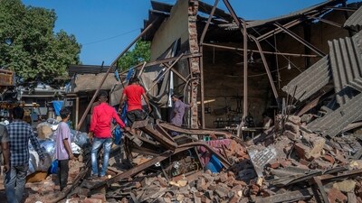 Mumbai, India - April 7, 2024: BMC demolished illegal construction at Bharat Coal compound, Kurla in Mumbai, India, on Sunday, April 7, 2024. (Photo by Satish Bate/ Hindustan Times) (Hindustan Times)