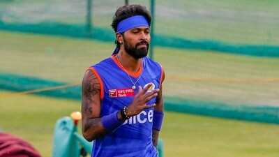 Hardik Pandya during a training session ahead of the Indian Premier League (IPL) 2024 cricket match between Punjab Kings and Mumbai Indians (PTI) Hardik Pandya during a training session ahead of the Indian Premier League (IPL) 2024 cricket match between Punjab Kings and Mumbai Indians (PTI)