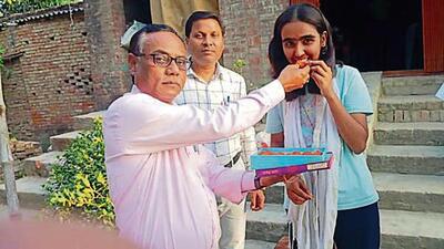UP Board Intermediate (Class 12) joint second rank holder Sujata Pandey savours her success. (SOURCED )
