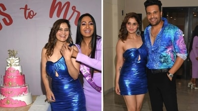 Arti Singh celebrated her bridal shower with Krushna Abhishek and Kashmeera Shah. Arti Singh celebrated her bridal shower with Krushna Abhishek and Kashmeera Shah.