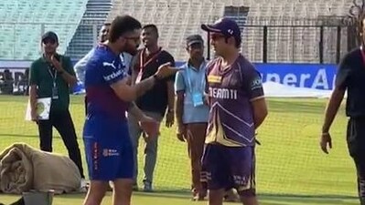 Virat Kohli catches up with Gautam Gambhir ahead of KKR vs RCB Virat Kohli catches up with Gautam Gambhir ahead of KKR vs RCB