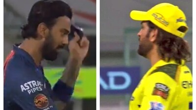 KL Rahul takes his cap off before meeting MS Dhoni KL Rahul takes his cap off before meeting MS Dhoni