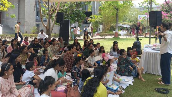 Children participate in the Litbug Festival at the Yashwantrao Chavan Academy of Development Administration (Yashada), Baner Road, on Saturday. (HT PHOTO)
