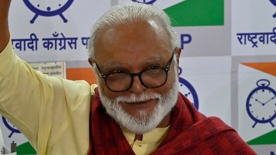 Mumbai, India - April 19, 2024: CHhagan Bhujbal addressing to media in press conference for announcement of his withdrawal from Nashik Lok Sabha Constituency, in Mumbai, India, on Friday, April 19, 2024. (Photo by Anshuman Poyrekar/ Hindustan Times) (Hindustan Times)