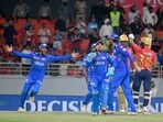Mumbai Indians players celebrating the victory against Kings 11 Punjab Mumbai Indians players celebrating the victory against Kings 11 Punjab