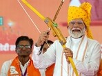 Prime Minister Narendra Modi addressing a rally in Rajasthan's Banswara on Sunday.(BJP)