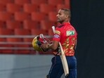 Punjab Kings' Shikhar Dhawan walks off the ground after his dismissal Punjab Kings' Shikhar Dhawan walks off the ground after his dismissal