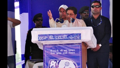 Bahujan Samaj Party's national president Mayawati addresses an election rally at Kavi Nagar Ramlila Ground, in Ghaziabad , India on Sunday (Sakib Ali /Hindustan Times) Bahujan Samaj Party's national president Mayawati addresses an election rally at Kavi Nagar Ramlila Ground, in Ghaziabad , India on Sunday (Sakib Ali /Hindustan Times)