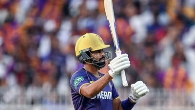 Earlier, skipper Shreyas Iyer hit a half-century to set up the foundation of KKR's 222/6. Iyer scored 50 off 36 balls. (AFP) Earlier, skipper Shreyas Iyer hit a half-century to set up the foundation of KKR's 222/6. Iyer scored 50 off 36 balls. (AFP)