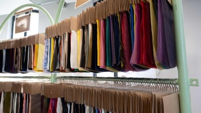 This photograph shows fabrics inside the Nona Source showroom reselling materials from the LVMH Group's Fashion and Leather Goods companies, in Paris. (AFP) This photograph shows fabrics inside the Nona Source showroom reselling materials from the LVMH Group's Fashion and Leather Goods companies, in Paris. (AFP)