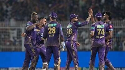 Andre Russell was the pick of the bowlers for Kolkata Knight Riders with three wickets - Rajat Patidar, Will Jacks and Dinesh Karthik. (AP) Andre Russell was the pick of the bowlers for Kolkata Knight Riders with three wickets - Rajat Patidar, Will Jacks and Dinesh Karthik. (AP)