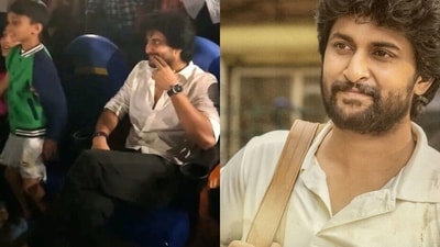 Nani watched the re-release of Jersey with his son Arjun. Nani watched the re-release of Jersey with his son Arjun.