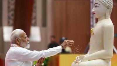 Prime Minister Narendra Modi paid tribute to Bhagwan Mahaveer on the occasion of Mahavir Jayanti on Sunday (Twitter Photo) Prime Minister Narendra Modi paid tribute to Bhagwan Mahaveer on the occasion of Mahavir Jayanti on Sunday (Twitter Photo)