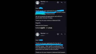 Snapshot of the rejection email. (Reddit)