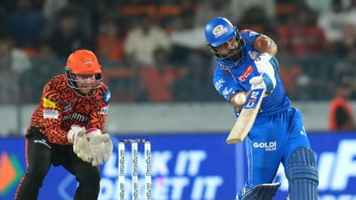 Rohit Sharma in action during MI's match against SRH in IPL 2024 (IPL)